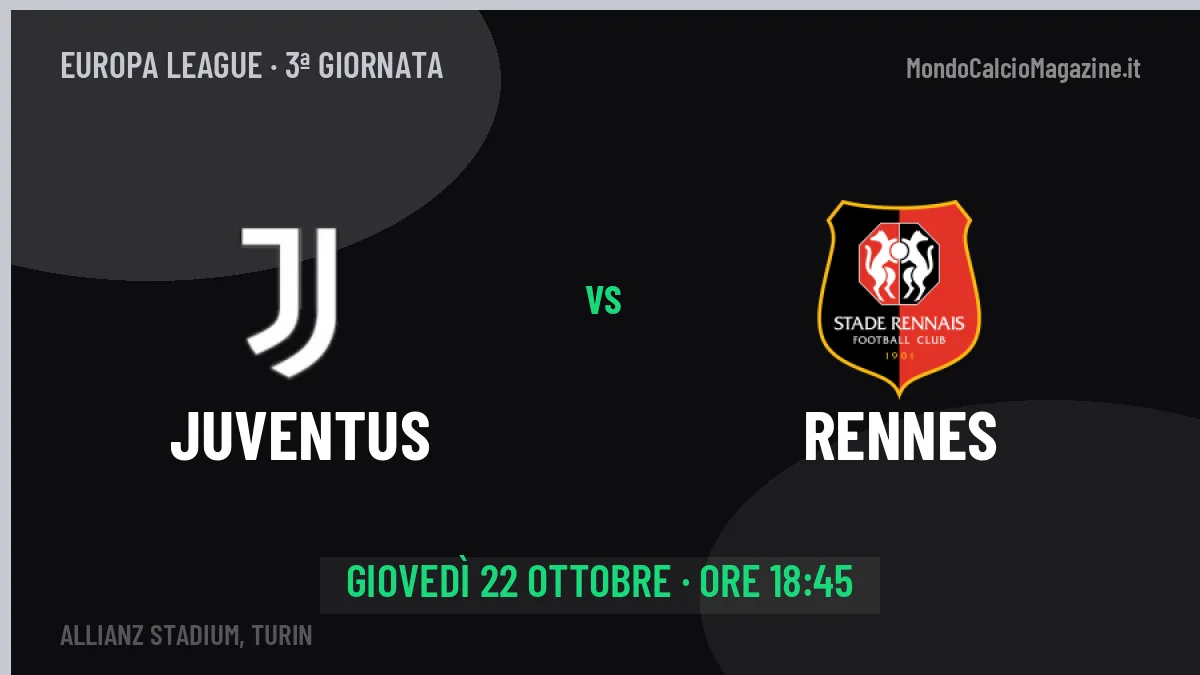 Probabili formazioni Juventus Rennes: chi gioca, quote e pronostico